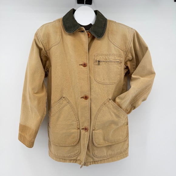L.L. Bean Other - Vintage 80s L.L. Bean Field Coat M Tan Original Barn Jacket Plaid wool Lined